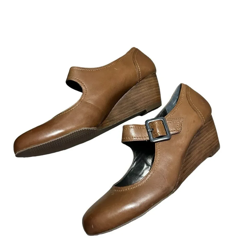 Ros Hommerson Havana Coffee burnished Lea wedge size 10SS new